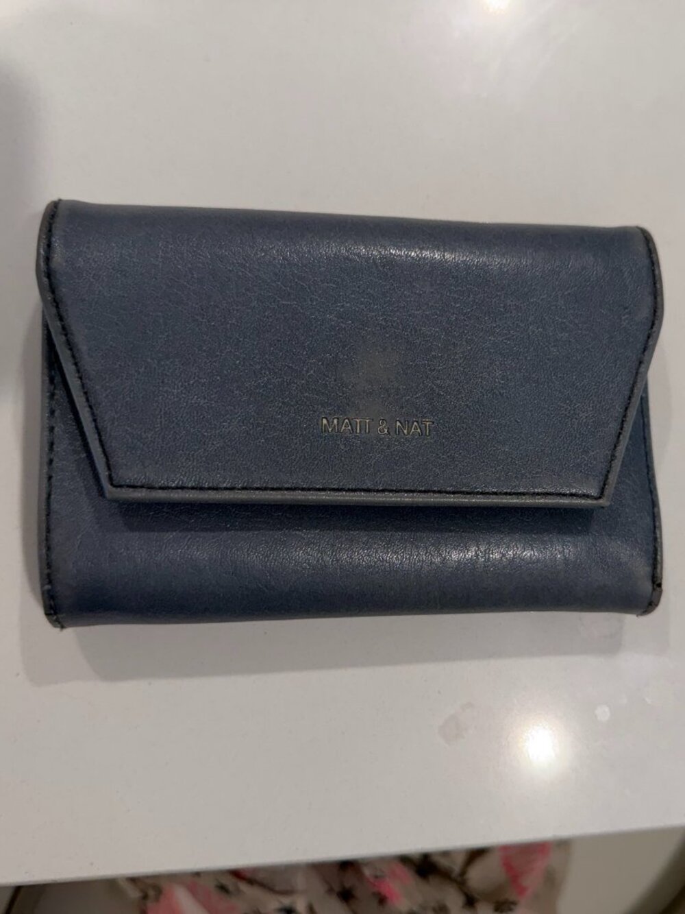 Matt & Nat Slate Blue Vegan Leather Tri-Fold Wallet